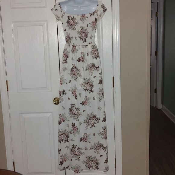 Bongo floral print  smocked short off the shoulder dress  Sz  M - Picture 6 of 9